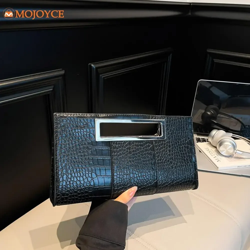 Luxury Crocodile PU Leather Clutch Purse Chic Black Evening Bags Metal Grip Handle Medium Tote Handbag Envelope Party Dinner Bag
Luxury Crocodile PU Leather Clutch Purse Chic Black Evening Bags Metal Grip Handle Medium Tote Handbag Envelope Party Dinner Bag