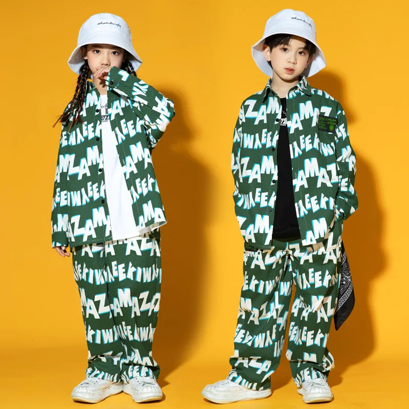 Boys Hip Hop Green Printed Shirt Joggers Letters Blouse Pants Street Dance sets for Girls Kids Streetwear Jazz Clothes
Boys Hip Hop Green Printed Shirt Joggers Letters Blouse Pants Street Dance sets for Girls Kids Streetwear Jazz Clothes