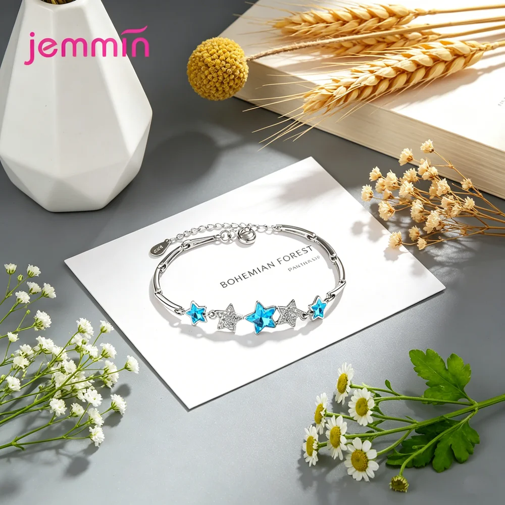 Exquisite Blue Crystals Shiny Star Bracelet Bangle 925 Sterling Silver Jewelry Fashion Hand Chain For Female Adjustable Bracelet
Exquisite Blue Crystals Shiny Star Bracelet Bangle 925 Sterling Silver Jewelry Fashion Hand Chain For Female Adjustable Bracelet