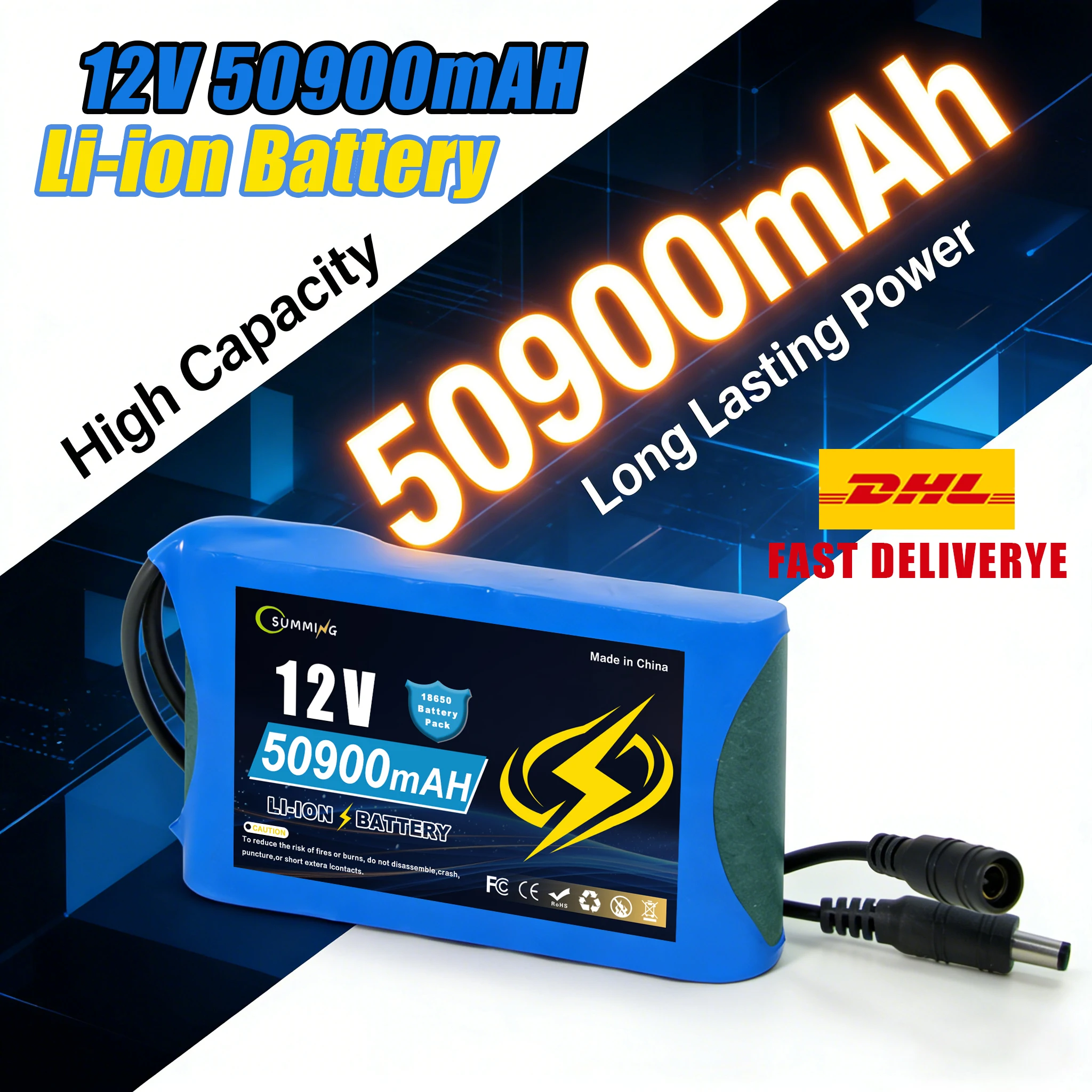 12.6В 50900мАч 3S2P Li-ion ️ Аккумуляторная батарея 12В 50.9Ач с питанием от постоянного тока Зарядное устройство, защита от перезаряда/переразряда
12.6В 50900мАч 3S2P Li-ion ️ Аккумуляторная батарея 12В 50.9Ач с питанием от постоянного тока Зарядное устройство, защита от перезаряда/переразряда