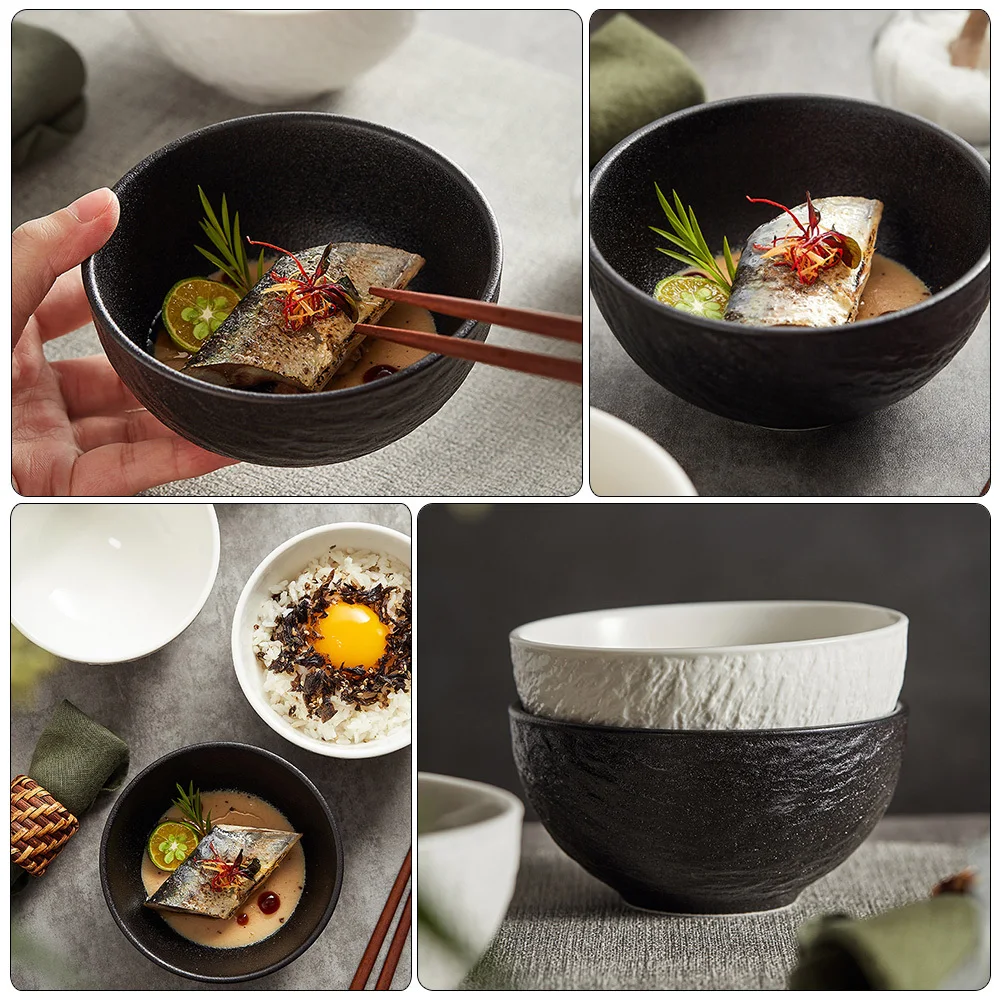 4Pcs Ceramic Rock Texture Bowls Food Bowl Soup Noodle Salad Rice Bowls Multi Purpose Convenient Serving Kitchen
4Pcs Ceramic Rock Texture Bowls Food Bowl Soup Noodle Salad Rice Bowls Multi Purpose Convenient Serving Kitchen