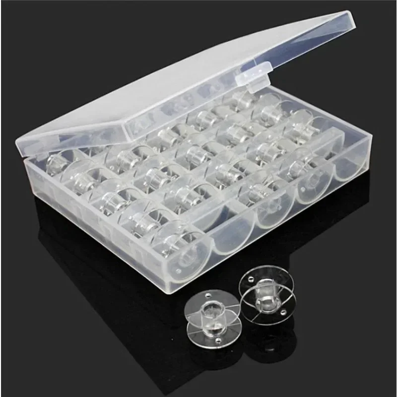 1set/lot Transparent plastic sewing machine spool box with 25 transparent shuttle cores
1set/lot Transparent plastic sewing machine spool box with 25 transparent shuttle cores