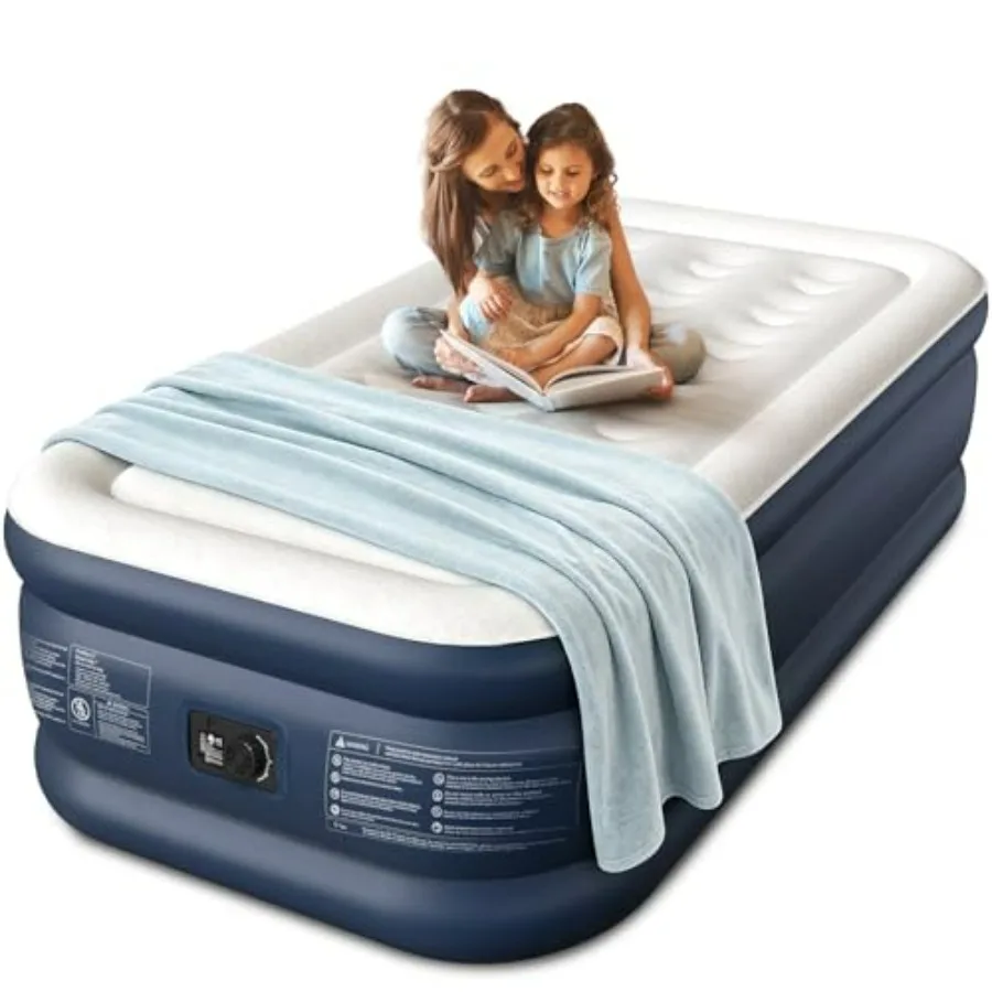 Twin XL air mattress for guest room sleepover, reinforced PVC, black, built-in pump with 2-min inflation, 18 raised comfort, 21
Twin XL air mattress for guest room sleepover, reinforced PVC, black, built-in pump with 2-min inflation, 18 raised comfort, 21