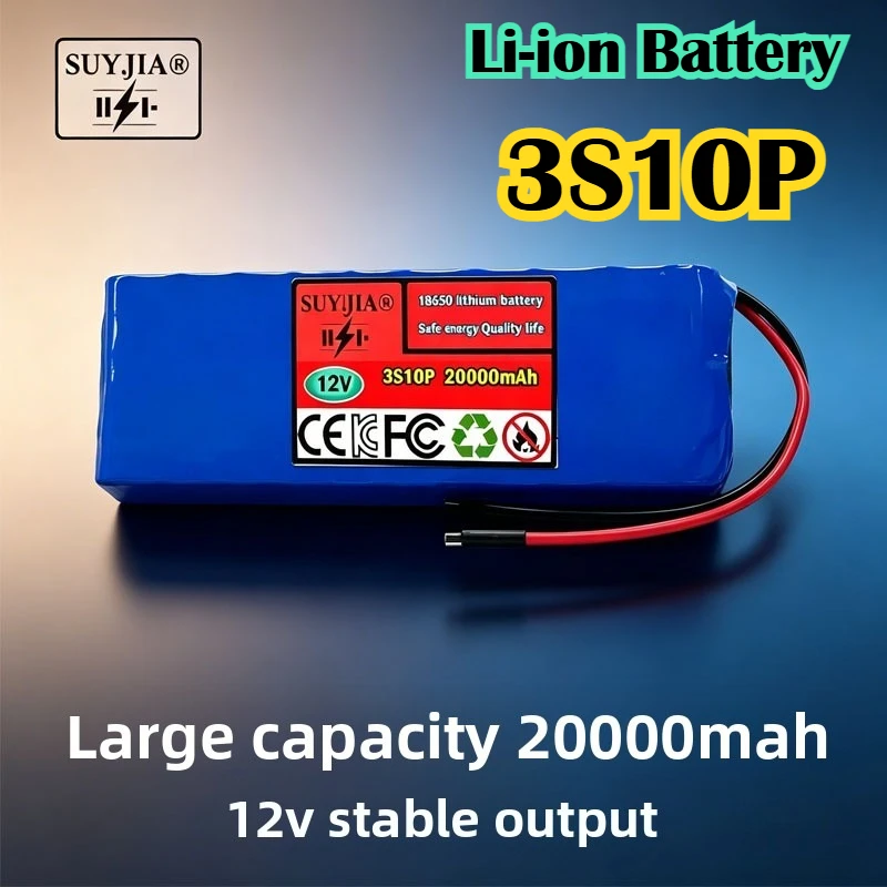 Rechargeable Battery 12V 3S10P 20Ah 18650 Portable Li-ion Battery DC 12V 20000mAh with BMS Battery + 3A Charger
Rechargeable Battery 12V 3S10P 20Ah 18650 Portable Li-ion Battery DC 12V 20000mAh with BMS Battery + 3A Charger