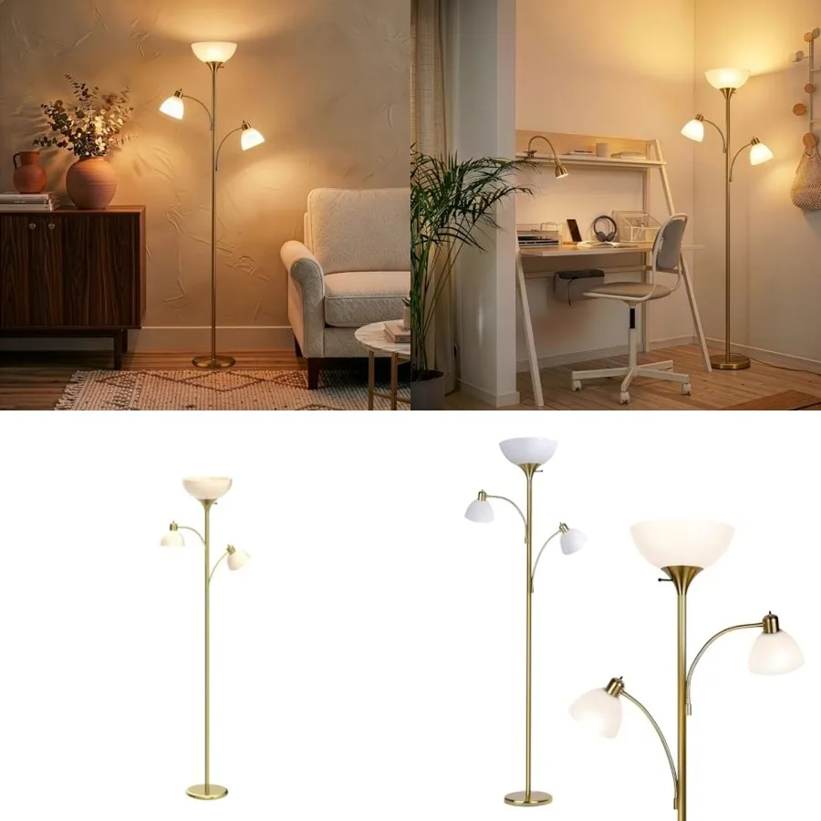 Sky Dome Double LED Floor lamp, Torchiere Super Bright Floor Lamp with 2 Reading Lamps for Living Rooms and Offices - Dimmable
Sky Dome Double LED Floor lamp, Torchiere Super Bright Floor Lamp with 2 Reading Lamps for Living Rooms and Offices - Dimmable