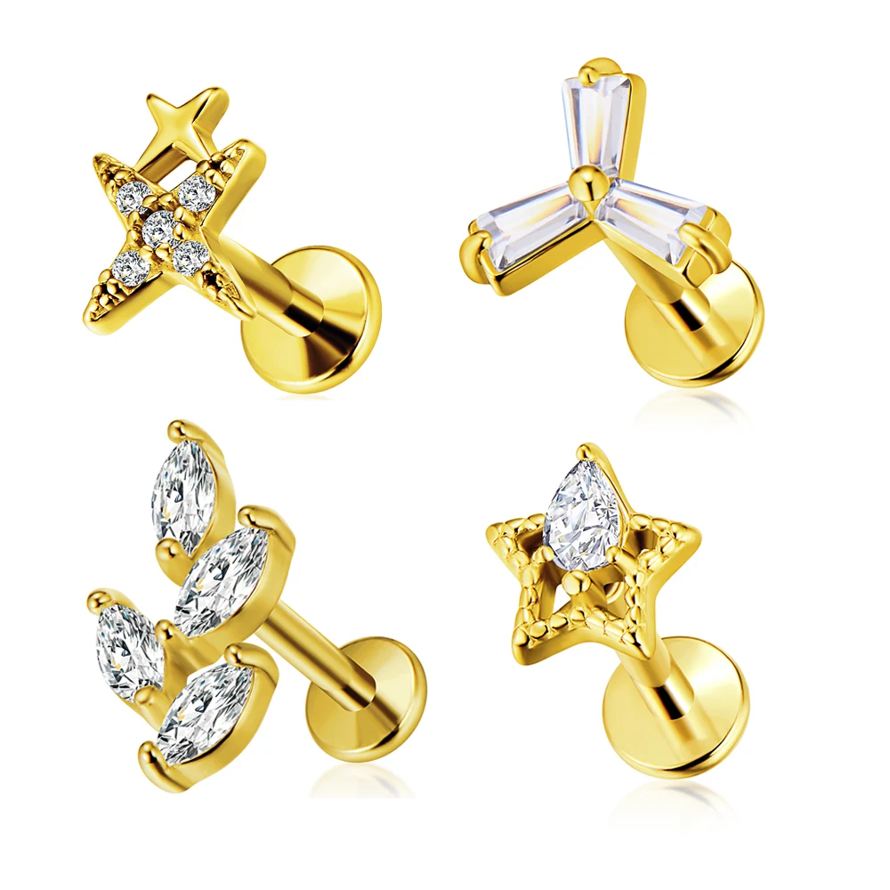 Leaf Star Labret Piercing Flat Back Ear Piercing Tragus Cartilage Helix Daith Stud Earring 100% 316L Surgical Steel
Leaf Star Labret Piercing Flat Back Ear Piercing Tragus Cartilage Helix Daith Stud Earring 100% 316L Surgical Steel
