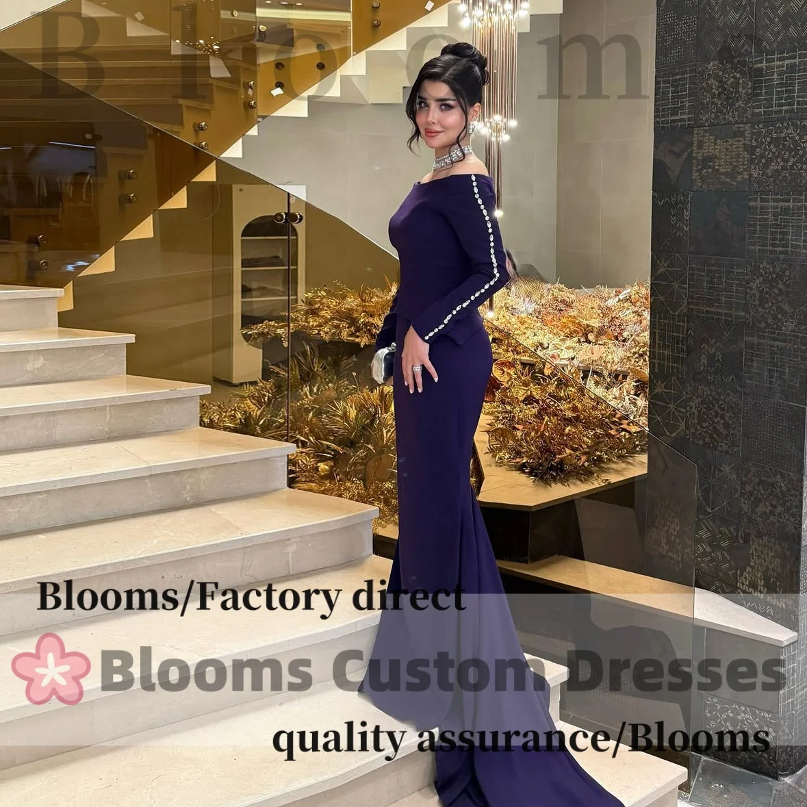 Customized Off Shoulder Purple Mermaid Women's Evening Dresses Crystal Long Sleeves Formal Gown Elegant Party Dresses
Customized Off Shoulder Purple Mermaid Women's Evening Dresses Crystal Long Sleeves Formal Gown Elegant Party Dresses