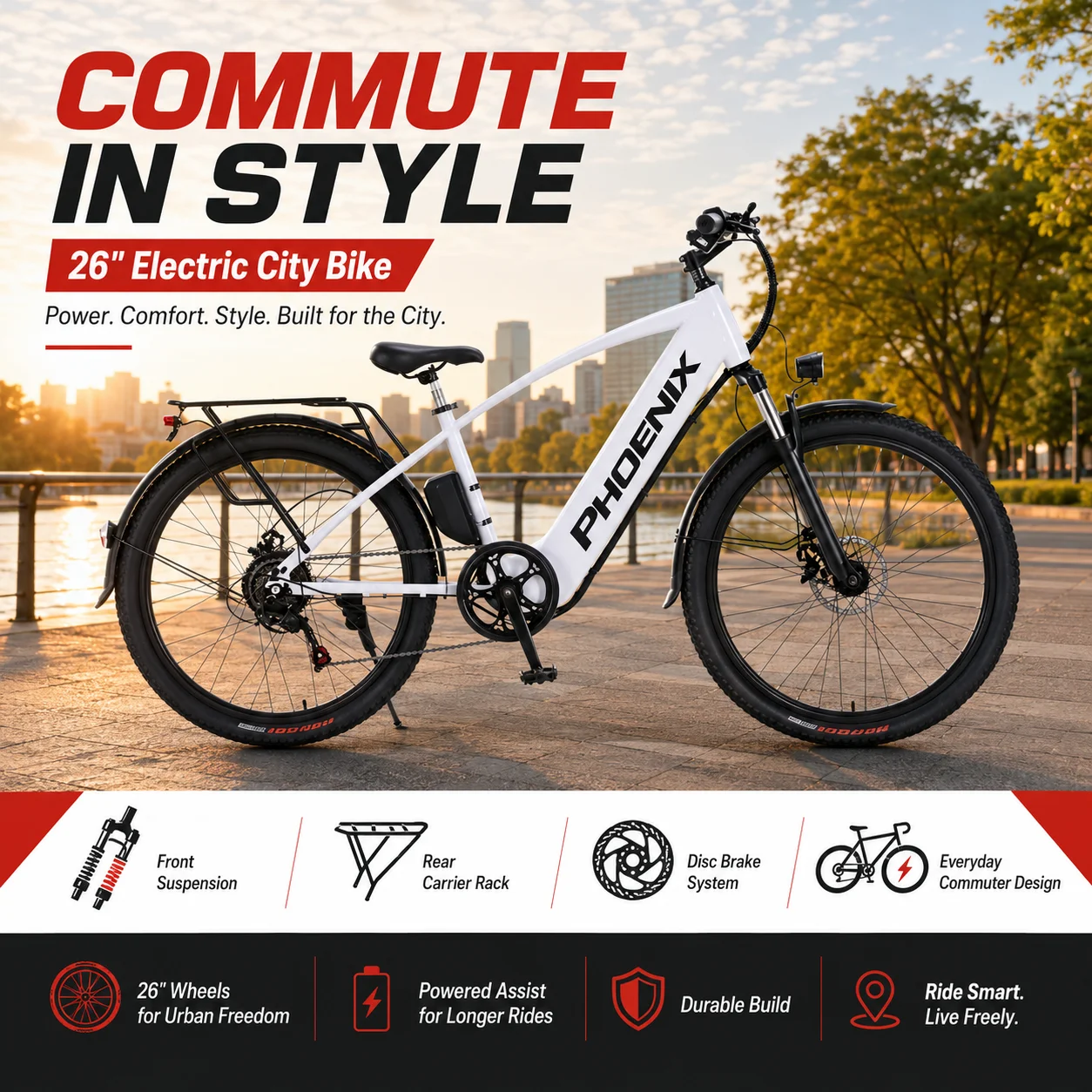 T2 26 Inch Electric Bike for Adults 350W High Speed Motor 36V 30Ah Rear Lithium Battery Shimano 7 Speed City Commuter E-Bike
T2 26 Inch Electric Bike for Adults 350W High Speed Motor 36V 30Ah Rear Lithium Battery Shimano 7 Speed City Commuter E-Bike
