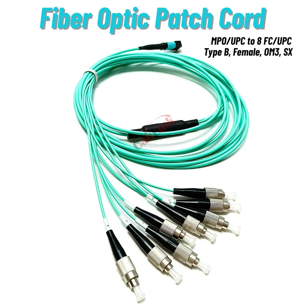 2pcs 8 fibers MPO/UPC(F) Fanout FT/UPC(F), OM3 Type B 5m Elite Low loss Male, Female, 2.0/3.0mm cable, MPO Assembly 
2pcs 8 fibers MPO/UPC(F) Fanout FT/UPC(F), OM3 Type B 5m Elite Low loss Male, Female, 2.0/3.0mm cable, MPO Assembly