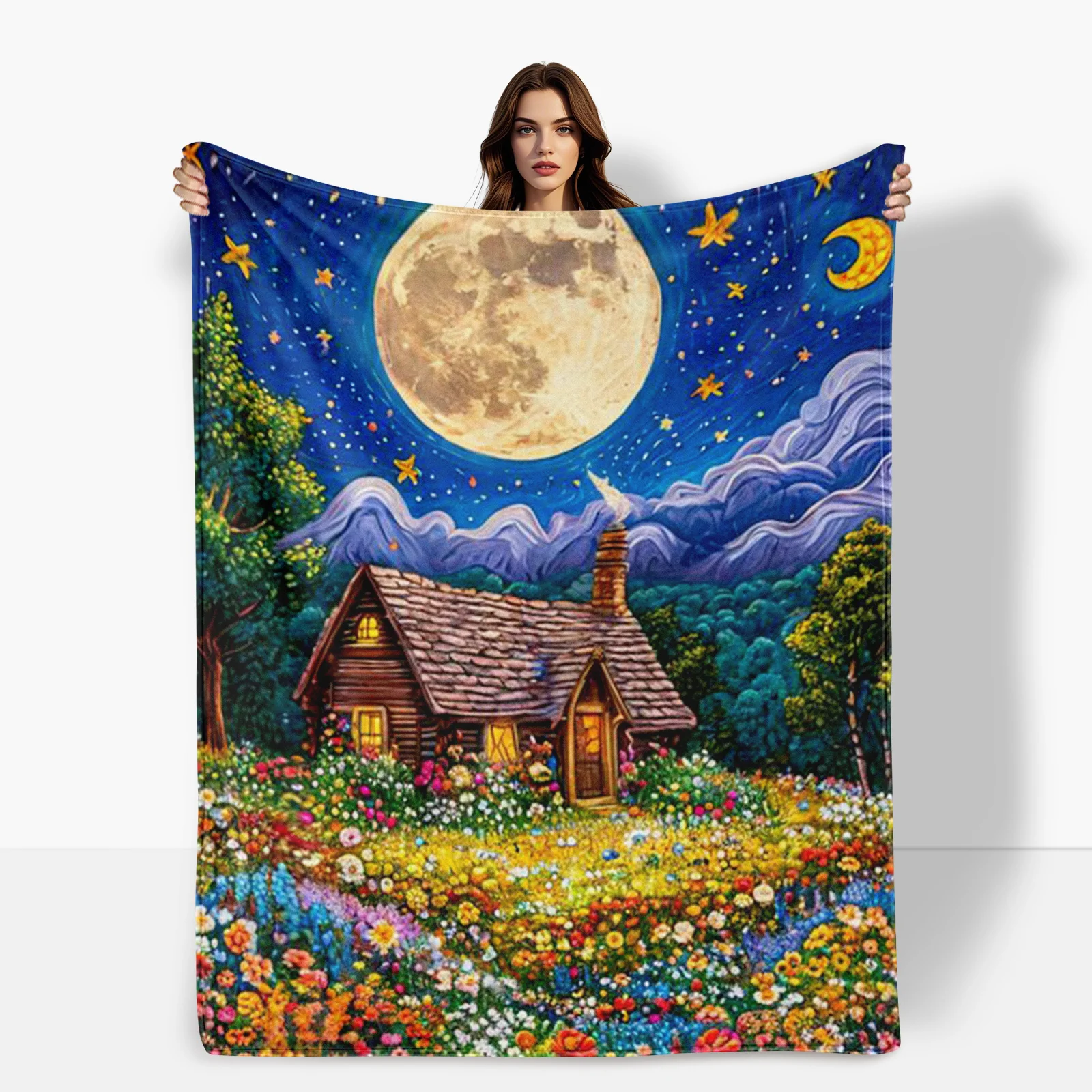 Moonlit House Flower Garden Scenery Blanket For Tranquil-Themed Decor And Elegant Gift For Adults And Nature Admirers
Moonlit House Flower Garden Scenery Blanket For Tranquil-Themed Decor And Elegant Gift For Adults And Nature Admirers