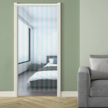 90 x 210 cm/100 x 210 cm Aluminum Chain Screen Chain Door Curtain Aluminum Chain Curtain Blue and Silver/Gray