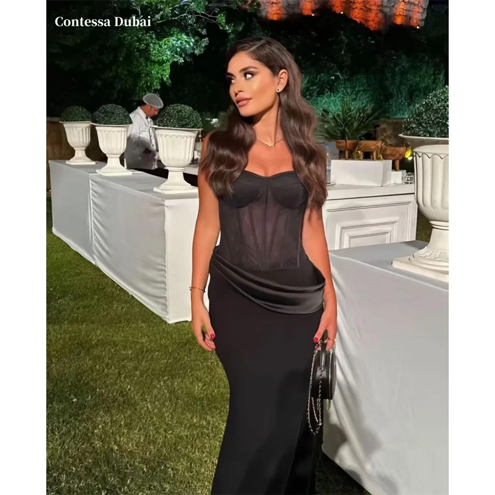 Contessa Dubai Черное платье для выпускного вечера без бретелек с скользящим шлейфом по индивидуальному заказу فساتين условия проведения Элегантное плиссированное вечернее платье 2025
Contessa Dubai Черное платье для выпускного вечера без бретелек с скользящим шлейфом по индивидуальному заказу فساتين условия проведения Элегантное плиссированное вечернее платье 2025