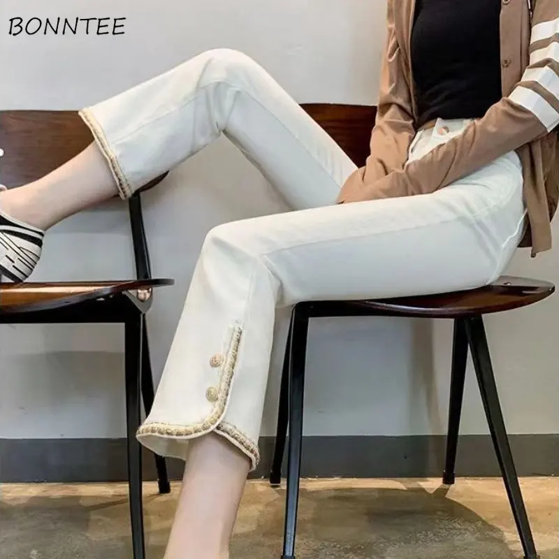Ankle-length Leisure Jeans Women Vintage Buttons Designed High Waist Straight Trousers Elegant Office Ladies Aesthetic Chic Ins
Ankle-length Leisure Jeans Women Vintage Buttons Designed High Waist Straight Trousers Elegant Office Ladies Aesthetic Chic Ins