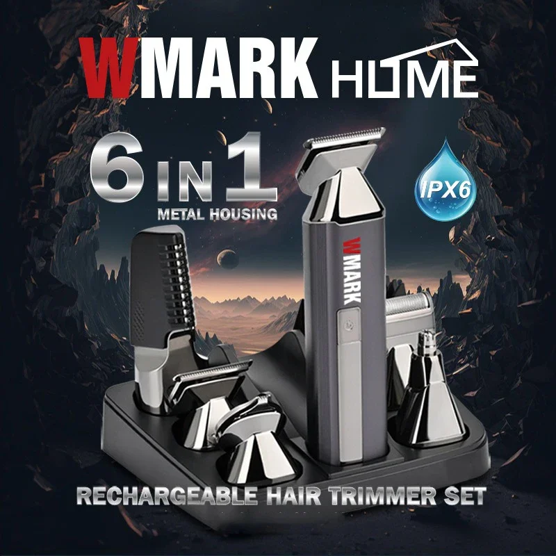 WMARK HOME Набор перезаряжаемых машинок для стрижки волос 6-в-1 — металлический корпус IPX6, водонепроницаемый аккумулятор 1200 мАч, встроенный косметический набор 7000 об/мин
WMARK HOME Набор перезаряжаемых машинок для стрижки волос 6-в-1 — металлический корпус IPX6, водонепроницаемый аккумулятор 1200 мАч, встроенный косметический набор 7000 об/мин