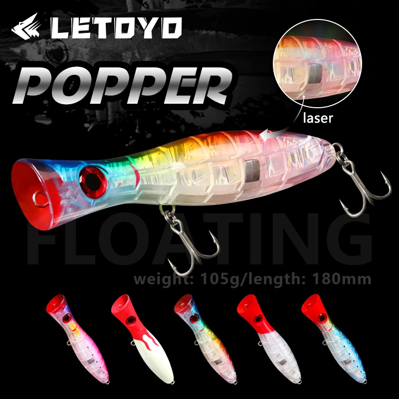 LETOYO 1pc 105g Big Popper Floating Wobbler Fishing Lures,Topwater Trolling Artificial Plastic Hard Bait, Fishing Tackle
LETOYO 1pc 105g Big Popper Floating Wobbler Fishing Lures,Topwater Trolling Artificial Plastic Hard Bait, Fishing Tackle