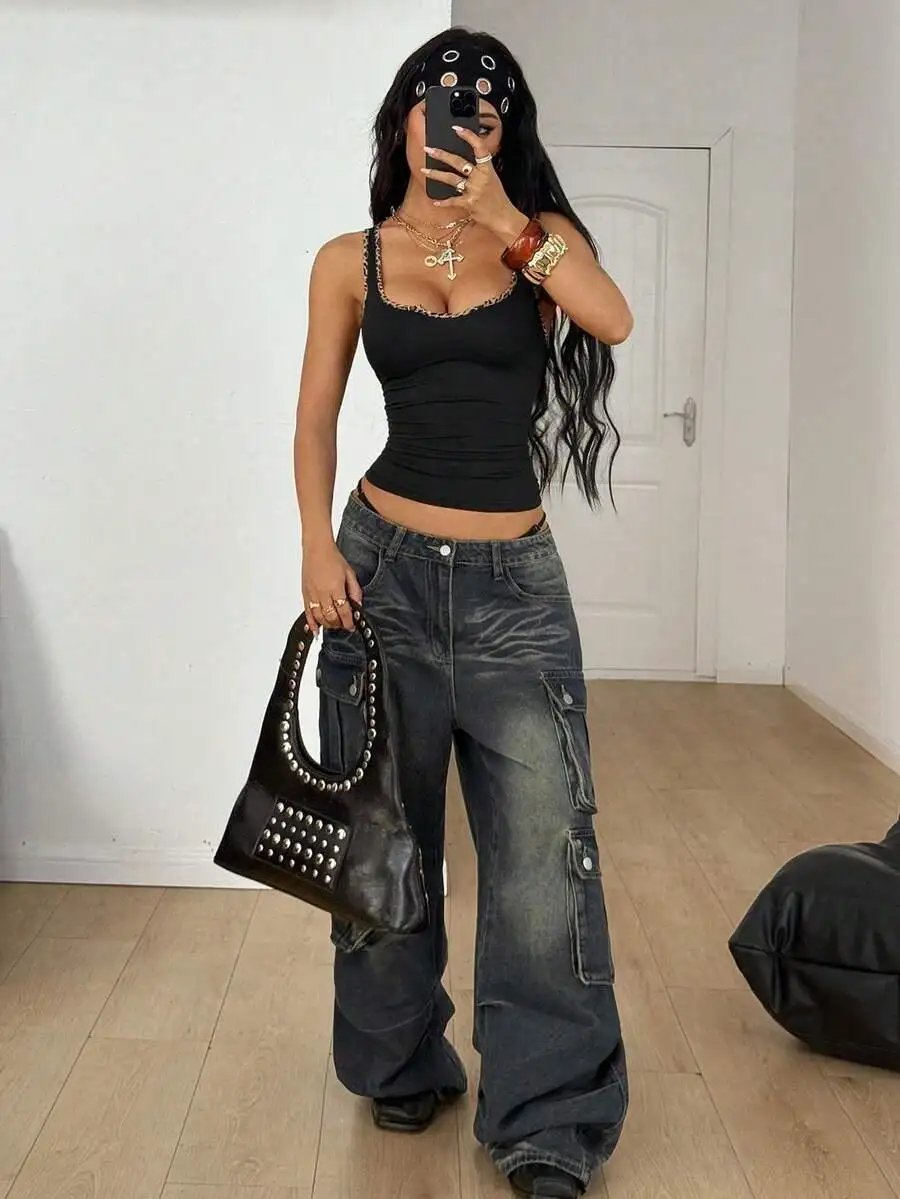 Womens Stretchy Slim Fit Tank Top With Leopard Trim Notch Neck Streetwear Goth Y2K Vintage Top
Womens Stretchy Slim Fit Tank Top With Leopard Trim Notch Neck Streetwear Goth Y2K Vintage Top
