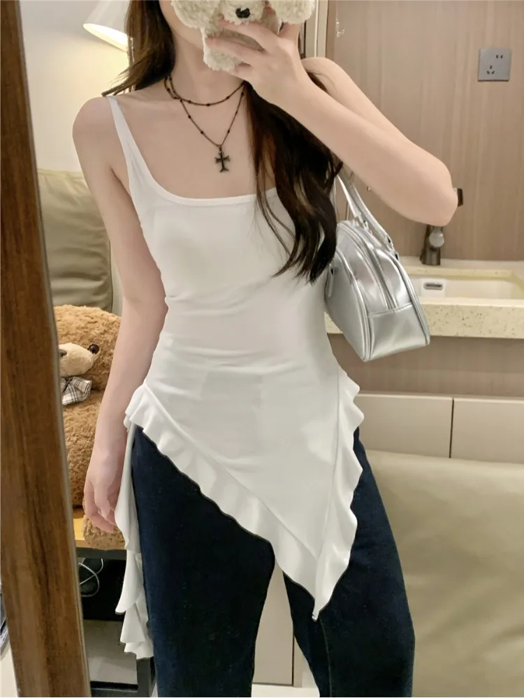 Sexy Slim Fit Strap Vest Irregular Design Square Collar Bell Sleeve Spring Summer Breathable Knitted Top for Young Women
Sexy Slim Fit Strap Vest Irregular Design Square Collar Bell Sleeve Spring Summer Breathable Knitted Top for Young Women