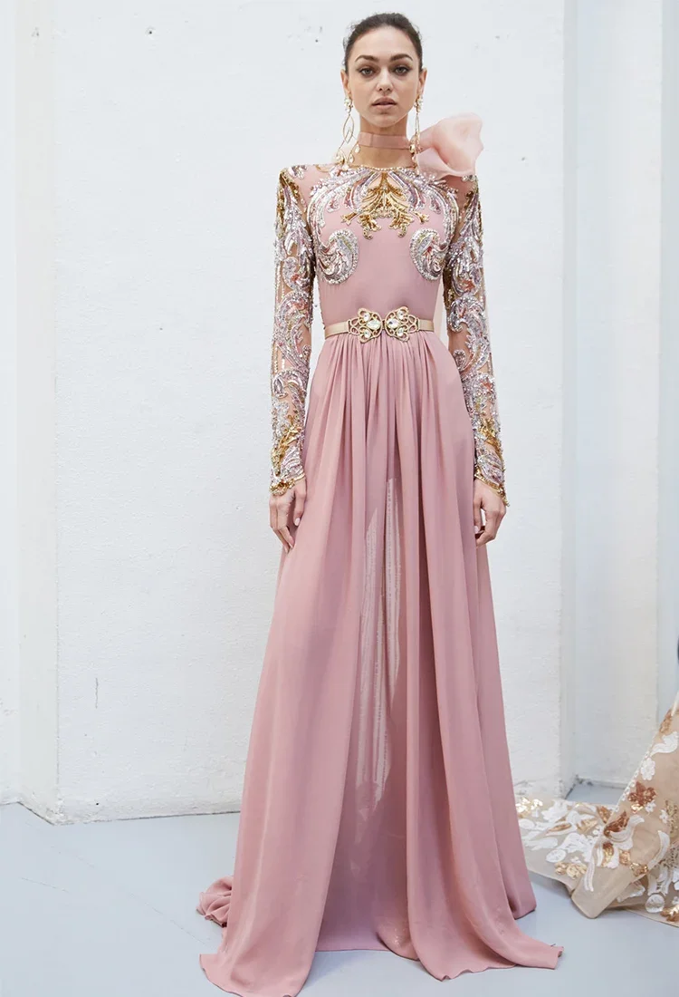 L554 Elie Saab Luxurious Long Sleeves Pink Chiffon Floor Length فساتين السهرة vestidos de fiesta فساتين سهر
L554 Elie Saab Luxurious Long Sleeves Pink Chiffon Floor Length فساتين السهرة vestidos de fiesta فساتين سهر