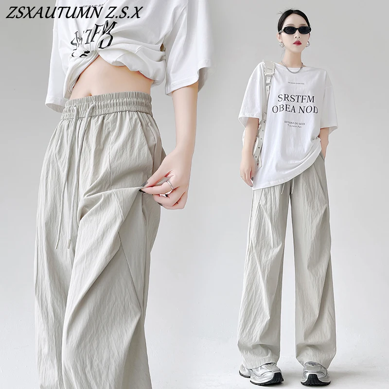 2025 Summer Cool Fold Casual Pants Loose Cargo Wide-leg Pants Retro Thin Women Solid Color All-match Fashion Trousers for Women
2025 Summer Cool Fold Casual Pants Loose Cargo Wide-leg Pants Retro Thin Women Solid Color All-match Fashion Trousers for Women