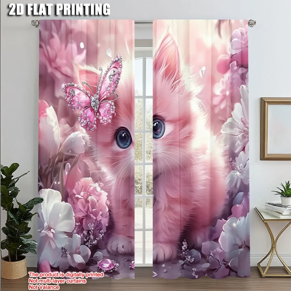 2pcs, Fashionable Curtains 2D print Cute Pink Kitten Durable 100% Polyester Fabric (without rod) Holiday Use for Bedroom,
2pcs, Fashionable Curtains 2D print Cute Pink Kitten Durable 100% Polyester Fabric (without rod) Holiday Use for Bedroom,