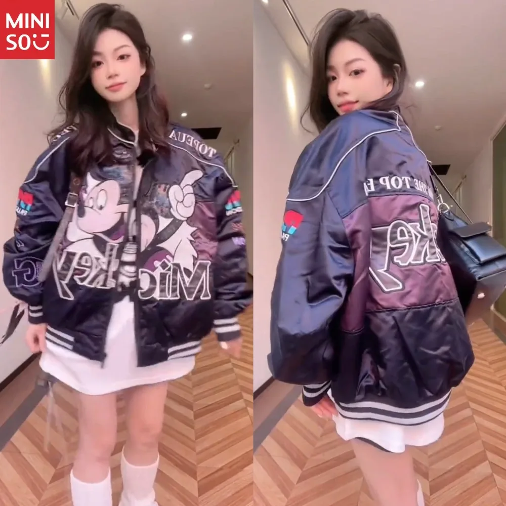 Disney Mickey Embroidered Color Matching Baseball Jacket Women's Spring and Autumn New Loose Versatile Jacket Top 
Disney Mickey Embroidered Color Matching Baseball Jacket Women's Spring and Autumn New Loose Versatile Jacket Top