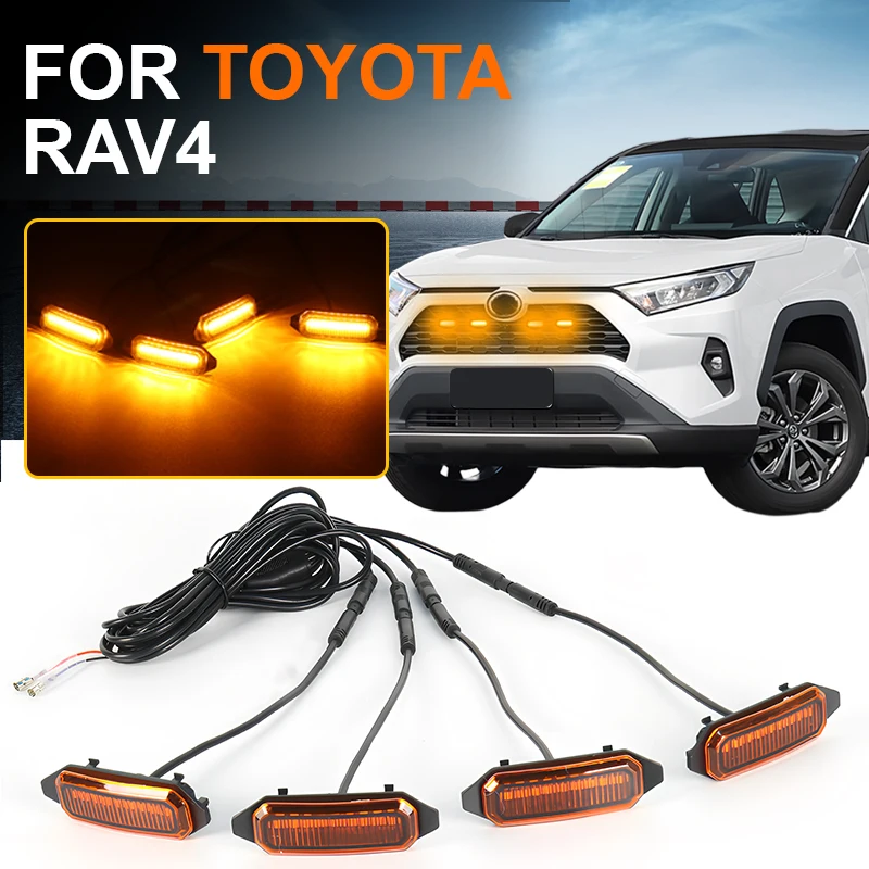 4 шт. автомобильные светодиодные передние ходовые огни на решетке для RAV4 для Toyota 2020 2021 2011, янтарная решетка, водонепроницаемые 12 В 24 В 
4 шт. автомобильные светодиодные передние ходовые огни на решетке для RAV4 для Toyota 2020 2021 2011, янтарная решетка, водонепроницаемые 12 В 24 В