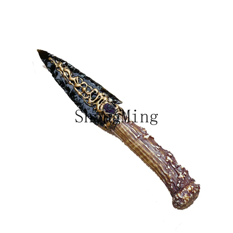 DSA natural obsidian ornament hand-carved crystal handicraft props
DSA natural obsidian ornament hand-carved crystal handicraft props