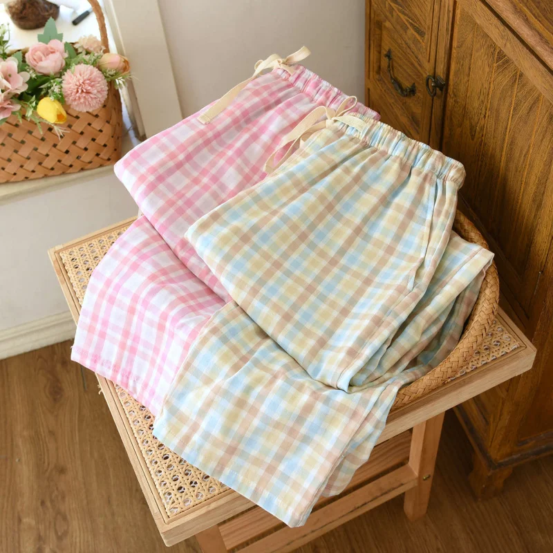 Women's 1-Pair Sleep Pants, Plaid Cotton Gauze, Lightweight Relaxed Fit Spring Summer Loungewear
Women's 1-Pair Sleep Pants, Plaid Cotton Gauze, Lightweight Relaxed Fit Spring Summer Loungewear