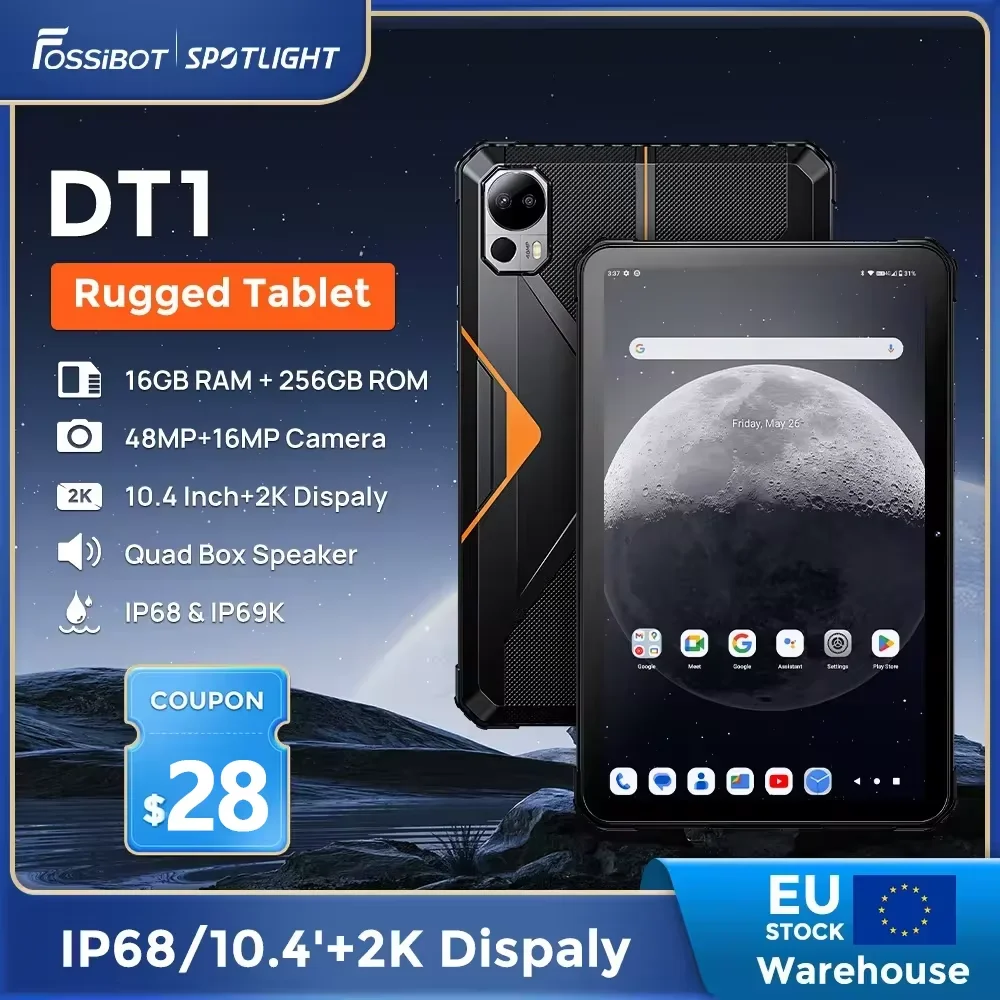 FOSSiBOT DT1 Rugged Tablet 10.4'' FHD+ 2K Display 8GB 256GB 11000mAh 16MP+48MP Camera Tablet Android 13 Four Hi-Res Speakers Pad
FOSSiBOT DT1 Rugged Tablet 10.4'' FHD+ 2K Display 8GB 256GB 11000mAh 16MP+48MP Camera Tablet Android 13 Four Hi-Res Speakers Pad