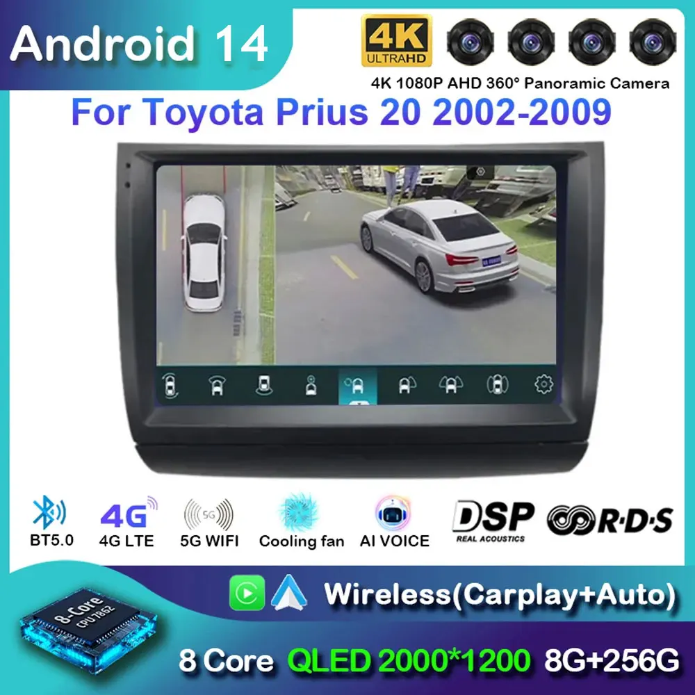 Android 14 Carplay Car Radio For Toyota Prius 20 2002 - 2009 Navigation Multimedia Player Stereo WiFi+4G video BT DVD 2 DIN DSP
Android 14 Carplay Car Radio For Toyota Prius 20 2002 - 2009 Navigation Multimedia Player Stereo WiFi+4G video BT DVD 2 DIN DSP