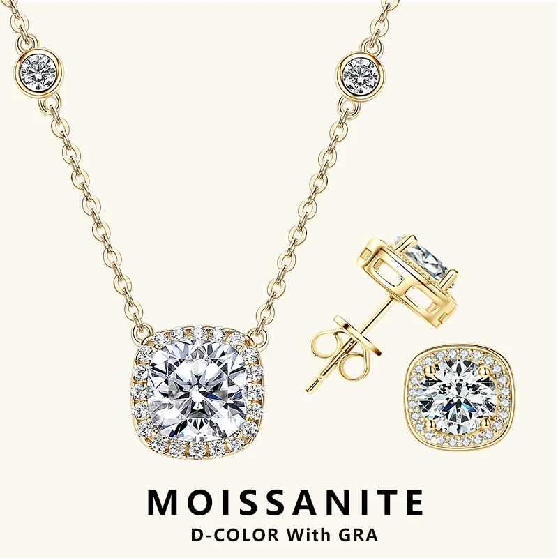 Lnngy Cushion Cut Moissanite Pendant Necklace For Women Bijoux Argent 925 Sterling Silver Halo Stud Earring Neck Jewelry Set
Lnngy Cushion Cut Moissanite Pendant Necklace For Women Bijoux Argent 925 Sterling Silver Halo Stud Earring Neck Jewelry Set