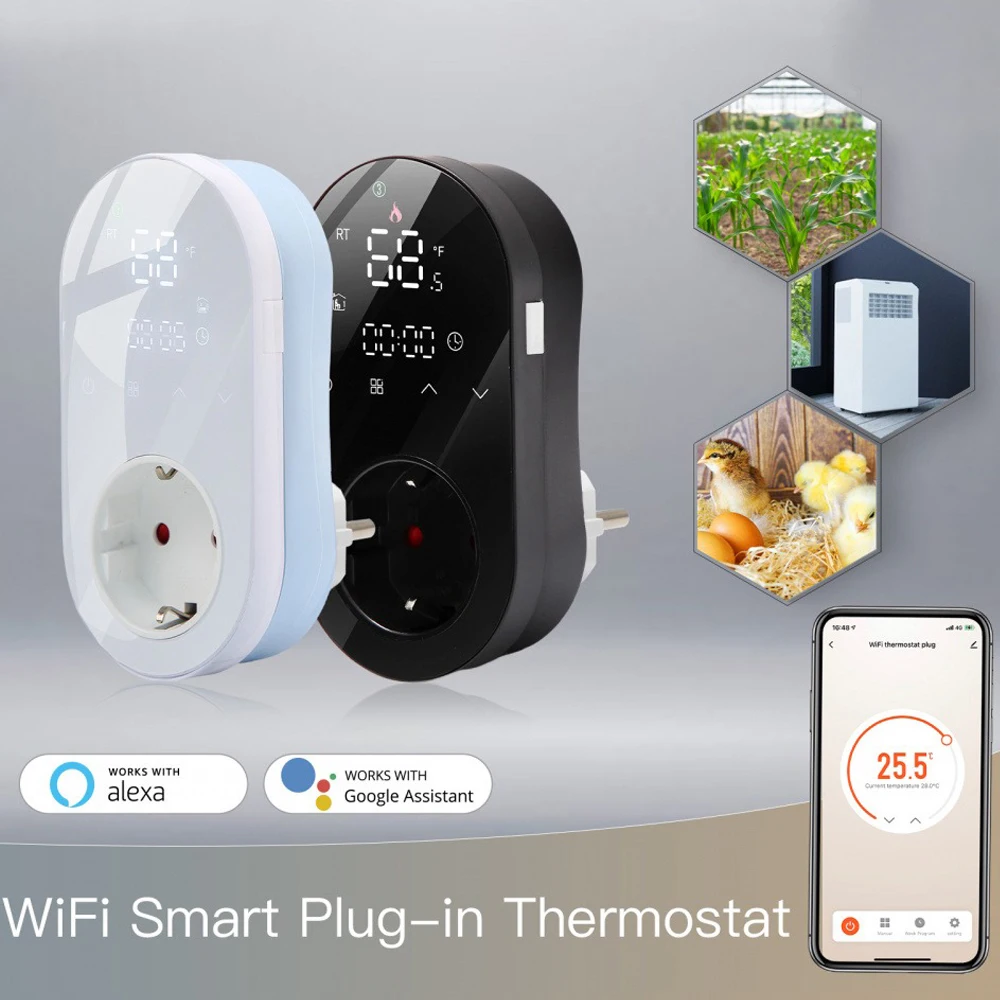 Tuya Smart WiFi светодиодный термостат с вилкой европейского стандарта, таймер, режим нагрева и охлаждения, 16А, приложение, дистанционное управление, работа с Alexa Google Home
Tuya Smart WiFi светодиодный термостат с вилкой европейского стандарта, таймер, режим нагрева и охлаждения, 16А, приложение, дистанционное управление, работа с Alexa Google Home