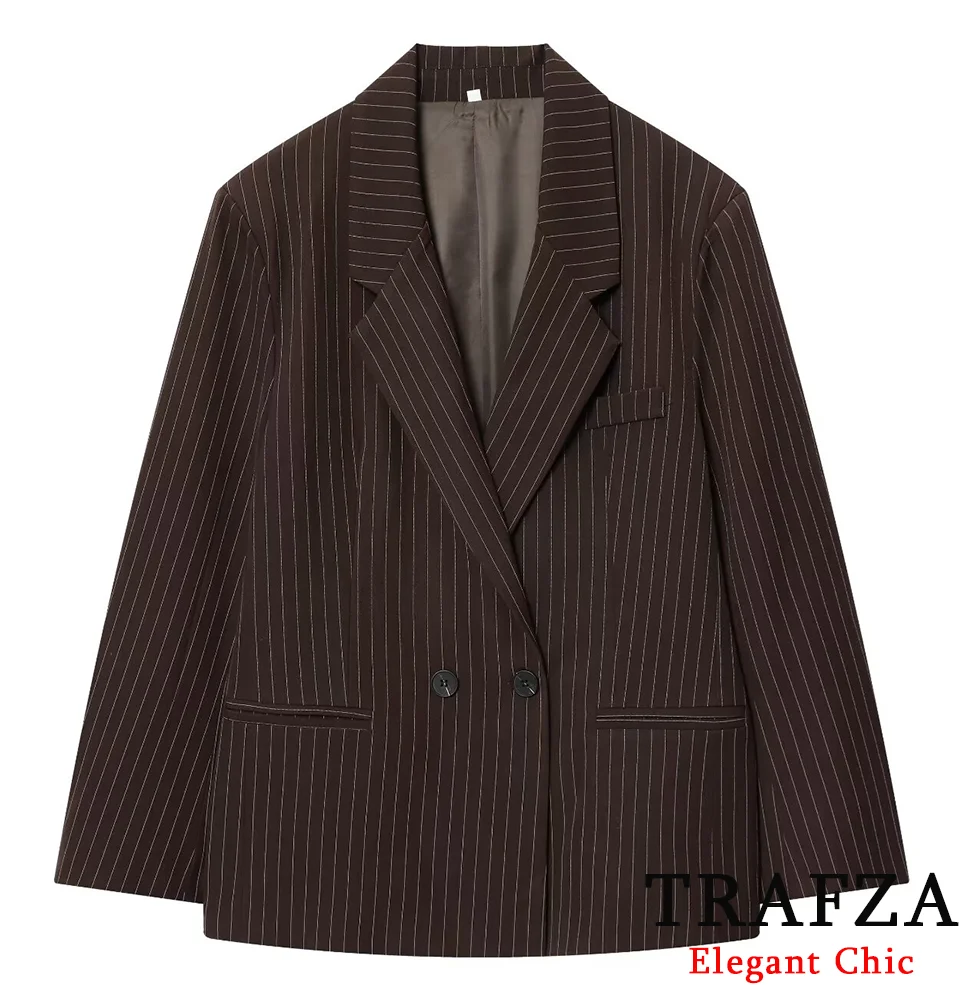TRAFZA Women Vintage Elegant Blazer Loose Pinstripe Button Lapel Blazer New 2025 Spring Fall Fashion Office Classic Party Coat
TRAFZA Women Vintage Elegant Blazer Loose Pinstripe Button Lapel Blazer New 2025 Spring Fall Fashion Office Classic Party Coat