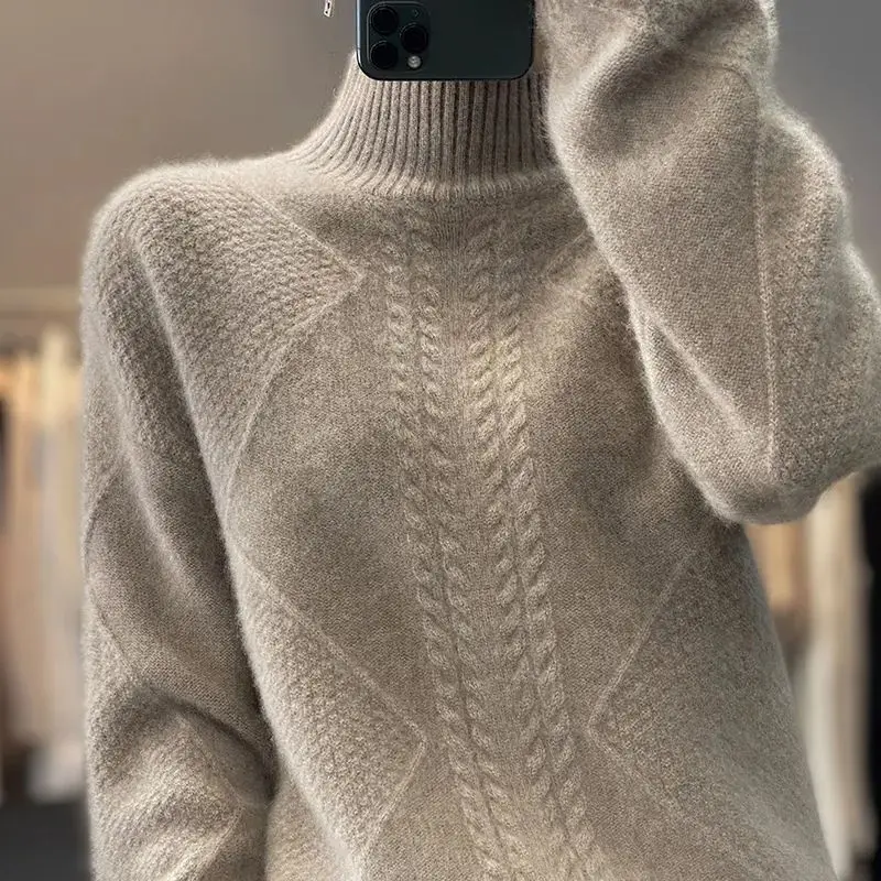 Autumn Winter Half-high Neck Lazy Style Thickened Loose Fashionable Versatile Twist Base Knit Sweater
Autumn Winter Half-high Neck Lazy Style Thickened Loose Fashionable Versatile Twist Base Knit Sweater
