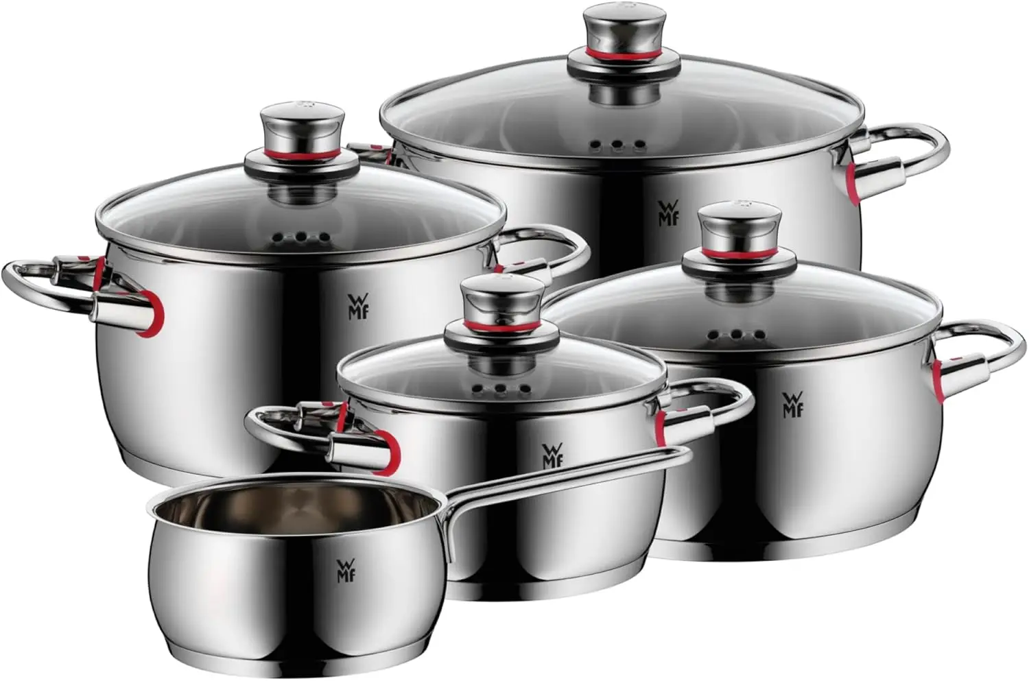 Pot Set 5-Piece Quality One Steam Vent Glass Lid Cromargan® Stainless Steel Polished Suitable for Induction Hobs Dishwasher-
Pot Set 5-Piece Quality One Steam Vent Glass Lid Cromargan® Stainless Steel Polished Suitable for Induction Hobs Dishwasher-