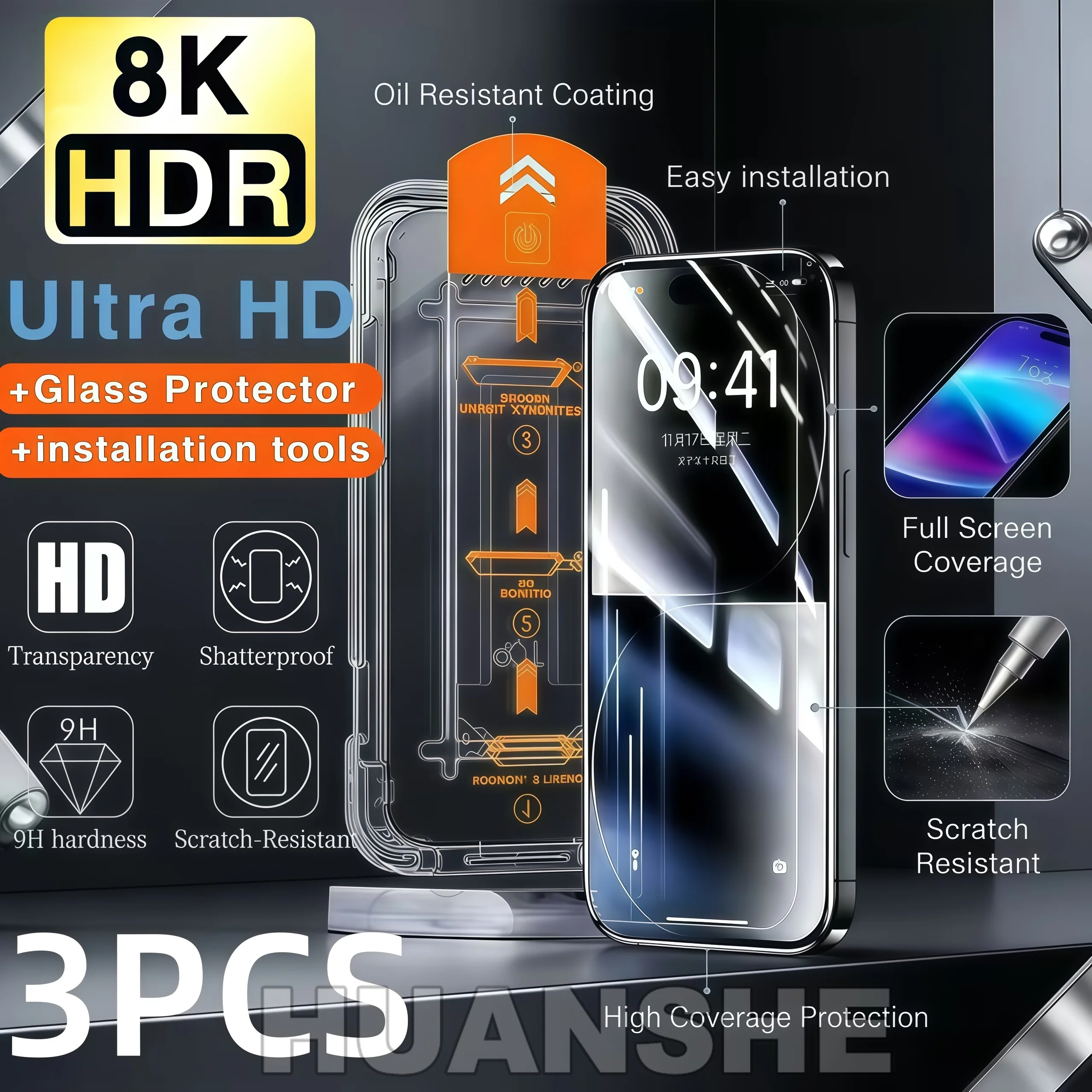 3Pcs Oleophobic Coating Dust Free Easy Install Glass Screen Protector for iPhone 17 16 16 Plus 15 15 Plus 14 13 12 11 Pro Max XR
3Pcs Oleophobic Coating Dust Free Easy Install Glass Screen Protector for iPhone 17 16 16 Plus 15 15 Plus 14 13 12 11 Pro Max XR