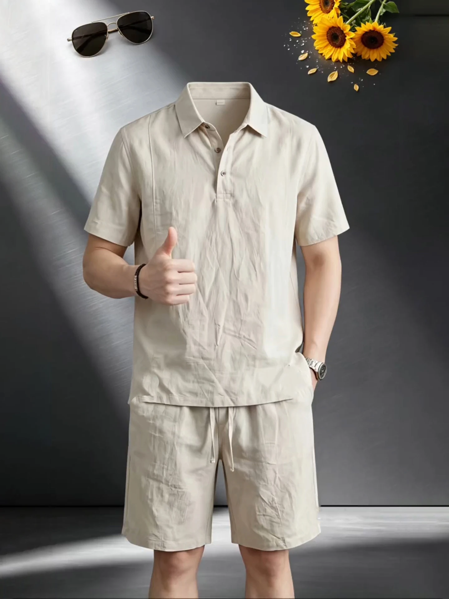 Lightweight Cool Feeling Linen Short Sleeve Shirt Set Men's Summer Fashion Short Pants Casual Wear Full Set
Lightweight Cool Feeling Linen Short Sleeve Shirt Set Men's Summer Fashion Short Pants Casual Wear Full Set