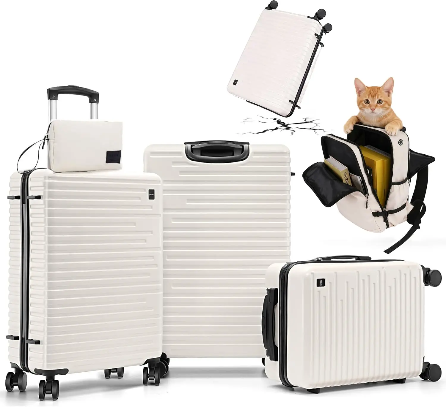 5-Piece Hardside Luggage Set with TSA Lock, Dual-Spinner Wheels, 4-Year Warranty - Beige
5-Piece Hardside Luggage Set with TSA Lock, Dual-Spinner Wheels, 4-Year Warranty - Beige