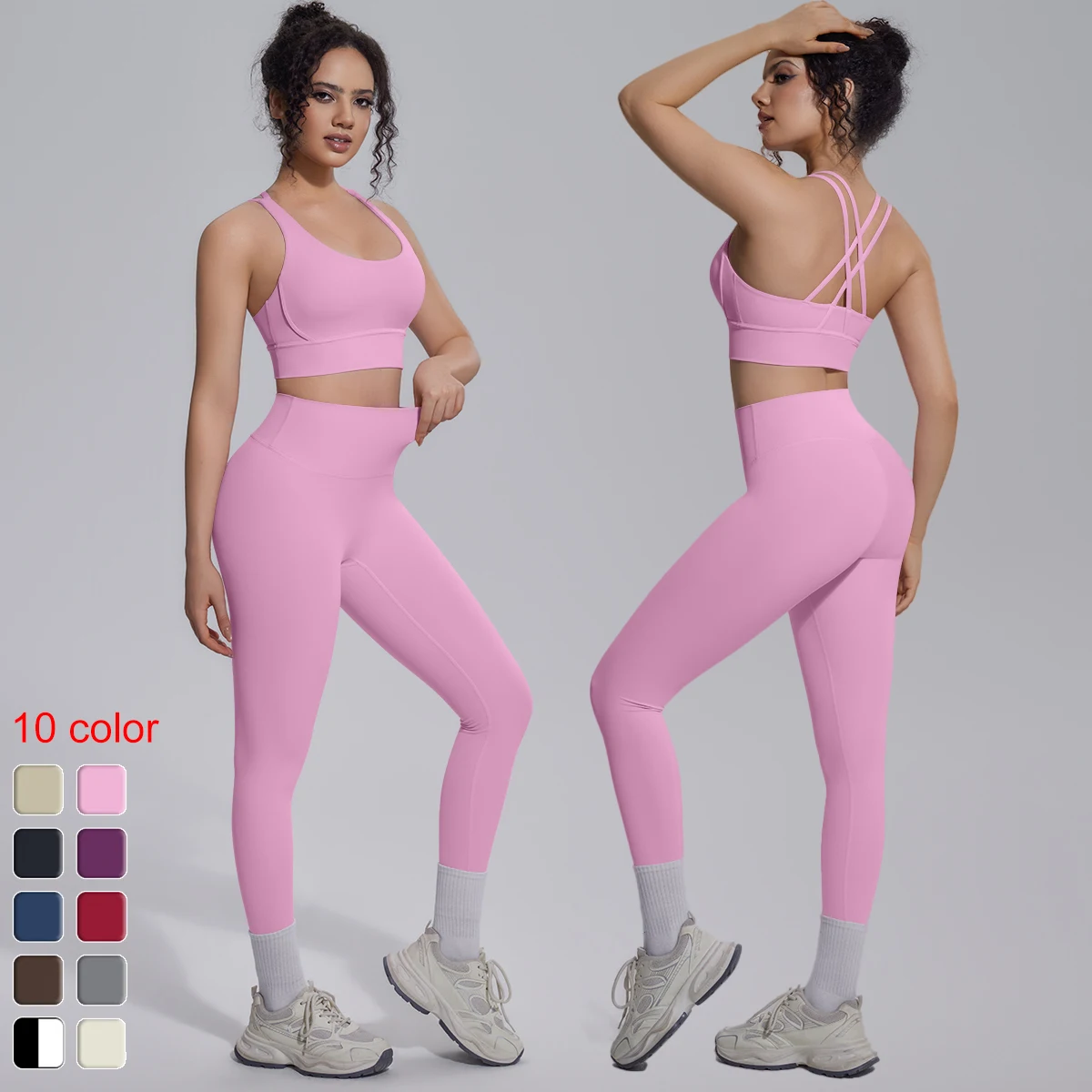 New Yoga Set for Woman Summer Gym Sports Running Bra Top Breathable Peach Buttocks Women Leggings Solid Color Yoga Set
New Yoga Set for Woman Summer Gym Sports Running Bra Top Breathable Peach Buttocks Women Leggings Solid Color Yoga Set