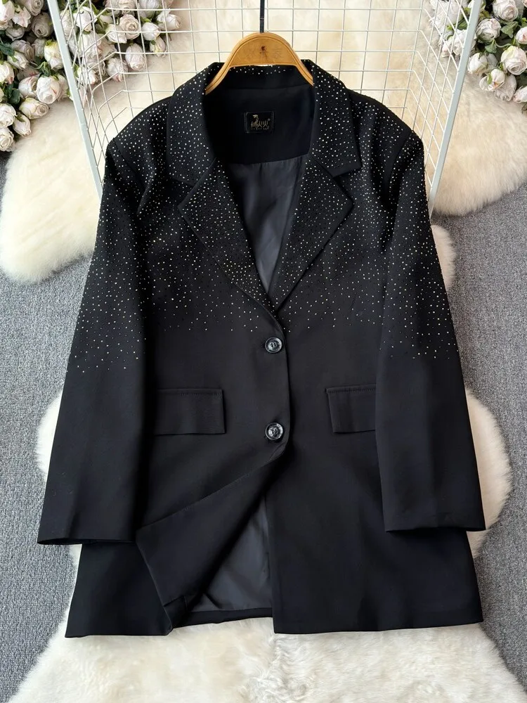 SuperAen Black Hot Diamond Suit Overcoat Women's Autumn 2024 New Style Casual Blazer Coat
SuperAen Black Hot Diamond Suit Overcoat Women's Autumn 2024 New Style Casual Blazer Coat