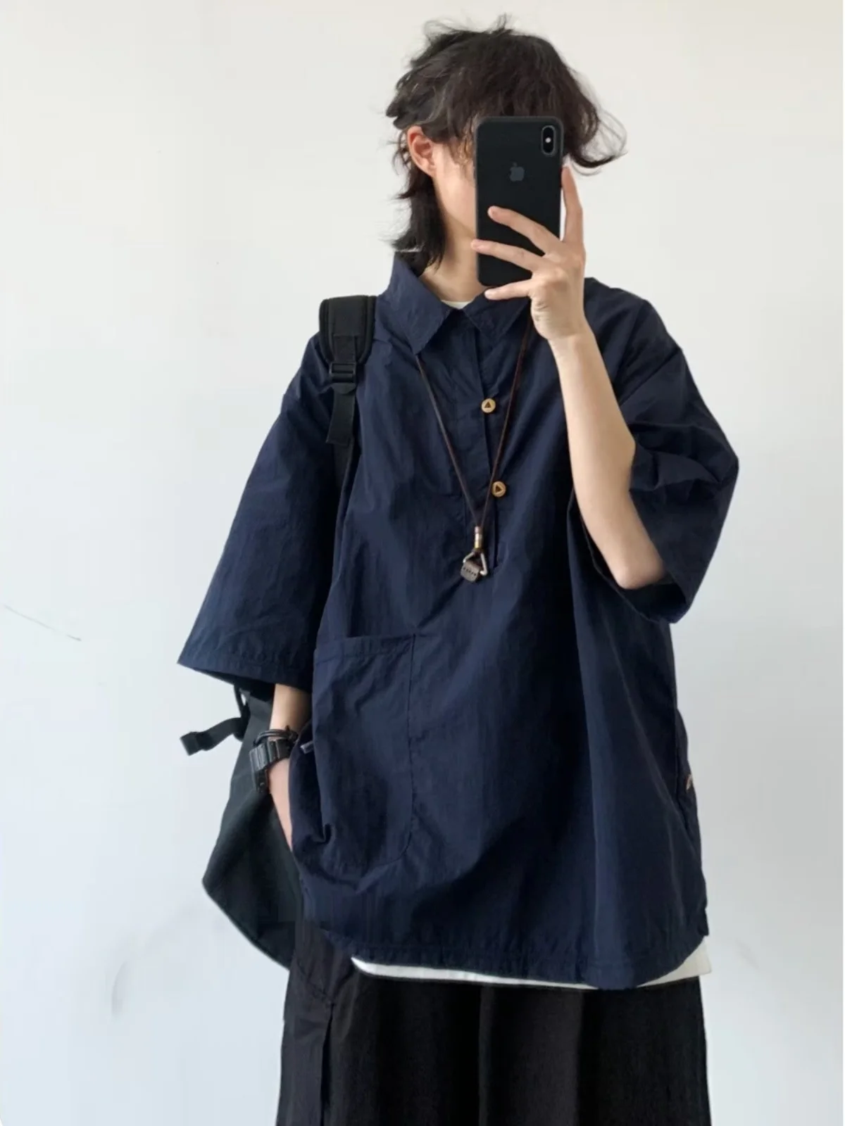 Retro Japanese Sle Loose Casual ort Sve irt ex Summer y Sle f Sve Plain Color Polyester Fiber
Retro Japanese Sle Loose Casual ort Sve irt ex Summer y Sle f Sve Plain Color Polyester Fiber