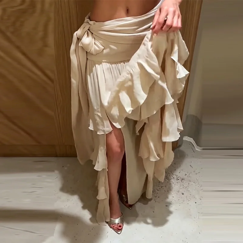 Boho Vacation Style Women's High Waist Chiffon Long Skirt Ruffle Layered Flowy Maxi Skirt With Slit Tie Wrap Beach Holiday Party
Boho Vacation Style Women's High Waist Chiffon Long Skirt Ruffle Layered Flowy Maxi Skirt With Slit Tie Wrap Beach Holiday Party