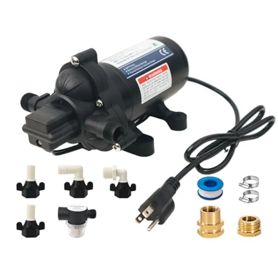 Industrial water pressure pump for kitchen, bathroom, RV, marine yacht, caravan, garden; diaphragm; black; automatic on-demand,
Industrial water pressure pump for kitchen, bathroom, RV, marine yacht, caravan, garden; diaphragm; black; automatic on-demand,