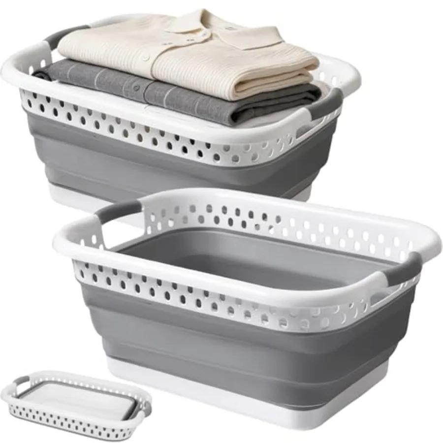 2 Pcs Collapsible Laundry Baskets, 11 Gallon 42L Collapsible Laundry Clothes Hamper, Foldable Laundry Hamper with Non-Slip Hand
2 Pcs Collapsible Laundry Baskets, 11 Gallon 42L Collapsible Laundry Clothes Hamper, Foldable Laundry Hamper with Non-Slip Hand