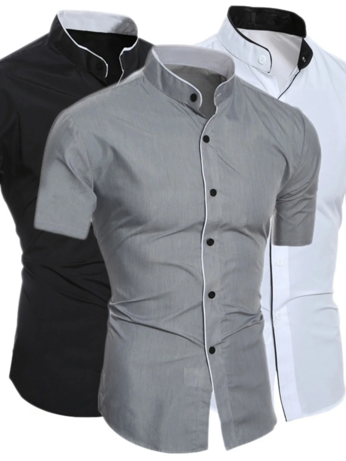 Pure Color Stand Collar ort Sve irt Breathable Moisture ng Loose Fit Summer Menswear Daily Wear Other Material
Pure Color Stand Collar ort Sve irt Breathable Moisture ng Loose Fit Summer Menswear Daily Wear Other Material