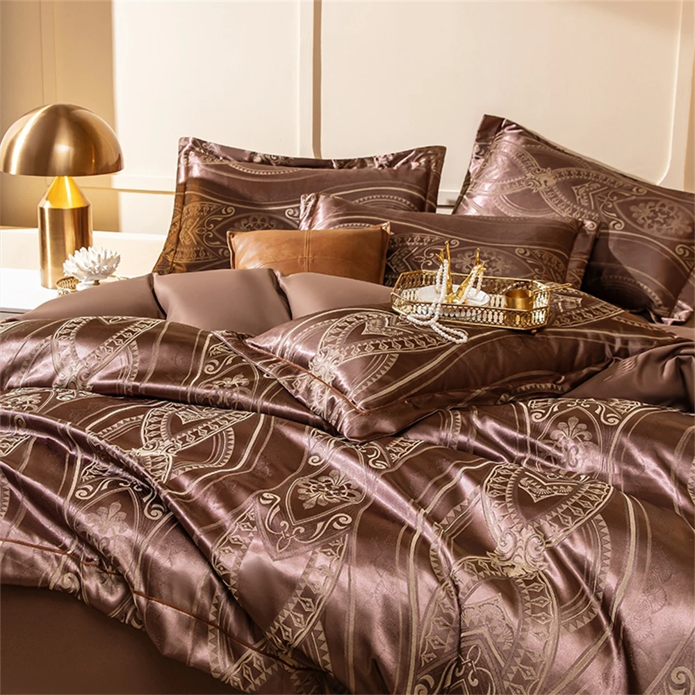 Luxury Delicate Bedding Set Satin Stitch Jacquard Comforter Cover Queen King Four-Piece Set Quilt Cover Pillowcases Home Textile
Luxury Delicate Bedding Set Satin Stitch Jacquard Comforter Cover Queen King Four-Piece Set Quilt Cover Pillowcases Home Textile