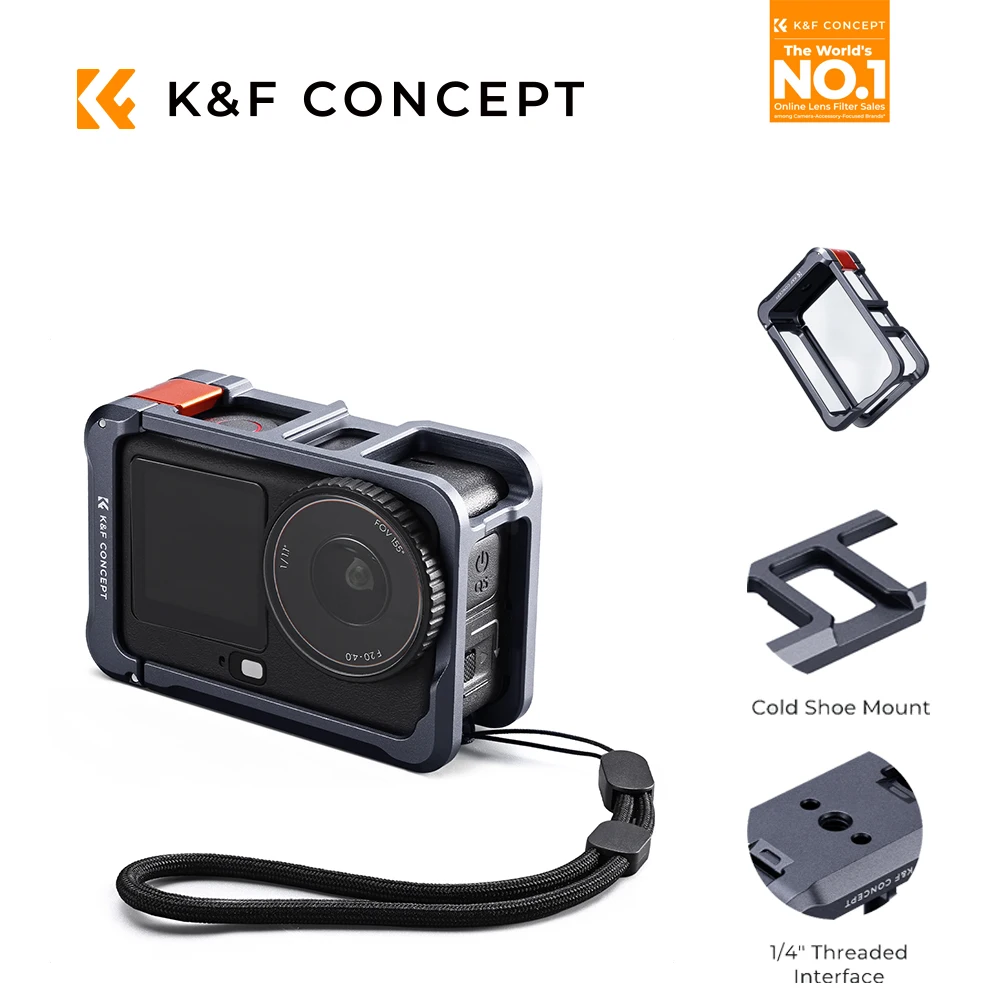 K&F Concept Quick Snap-On Aluminum Alloy Expansion Cage for DJI Action 6, with Cold Shoe & 1/4" Thread + Anti loss rope
K&F Concept Quick Snap-On Aluminum Alloy Expansion Cage for DJI Action 6, with Cold Shoe & 1/4" Thread + Anti loss rope
