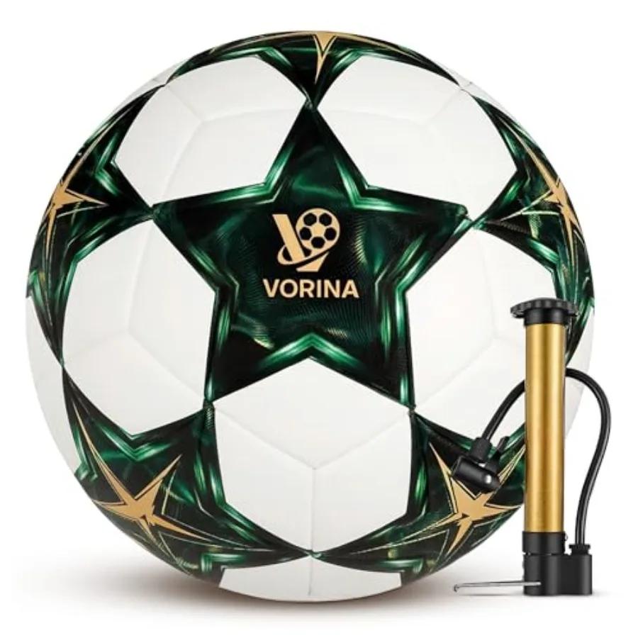 Soccer Ball Size 5 Official Match and Training Ball, Waterproof Thermal Bonded PU Leather, Butyl Bladder, Youth Adults, Indoor
Soccer Ball Size 5 Official Match and Training Ball, Waterproof Thermal Bonded PU Leather, Butyl Bladder, Youth Adults, Indoor