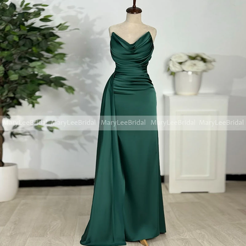 2026 Emerald Green Evening Dress with Long Ribbon Pleated Satin Mermaid Formal Party Dress Customized فساتين سهرات
2026 Emerald Green Evening Dress with Long Ribbon Pleated Satin Mermaid Formal Party Dress Customized فساتين سهرات
