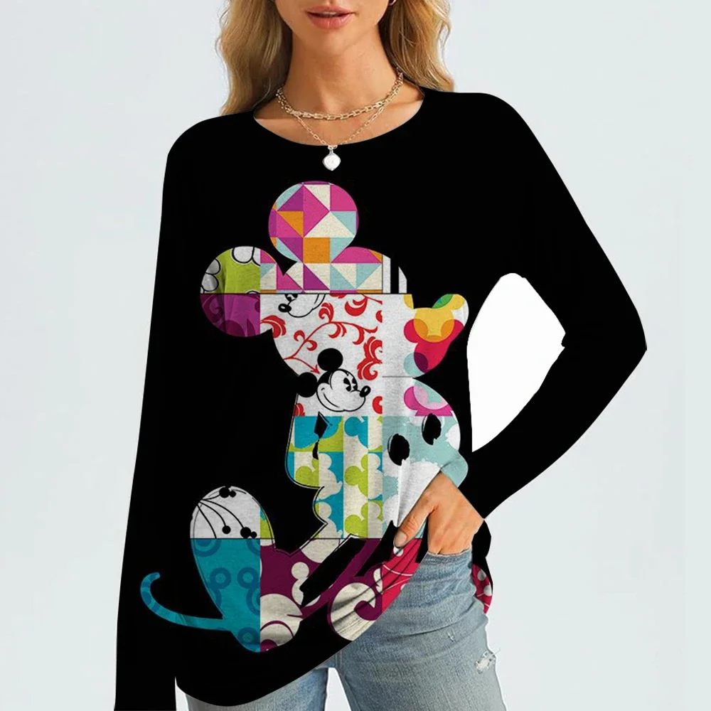 Футболка с круглым вырезом и принтом Микки Мауса Диснея, повседневный длинный весенне-осенний топ, женская футболка с длинными рукавами, свободная и удобная
Футболка с круглым вырезом и принтом Микки Мауса Диснея, повседневный длинный весенне-осенний топ, женская футболка с длинными рукавами, свободная и удобная